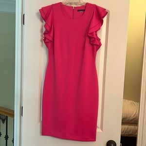 Elegant Pink Ruffle Sleeve Dress